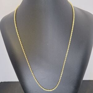 Elegant 2mm 24inch Gold Tone Rope Chain Necklace